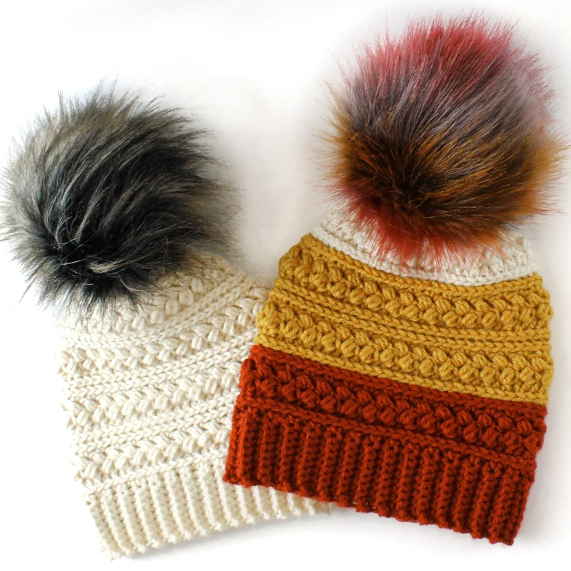 Toddler Child Teen Adult sizes Easy Crochet pattern-Crochet knitted Beanie cap Pattern Crochet Pom Pom winter hats