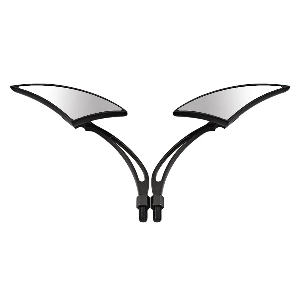 Triangle Custom Rearview Mirrors Black Chrome For Harley Touring Cruiser Chopper Bobber Motorcycle Universal Blind Spot Mirror