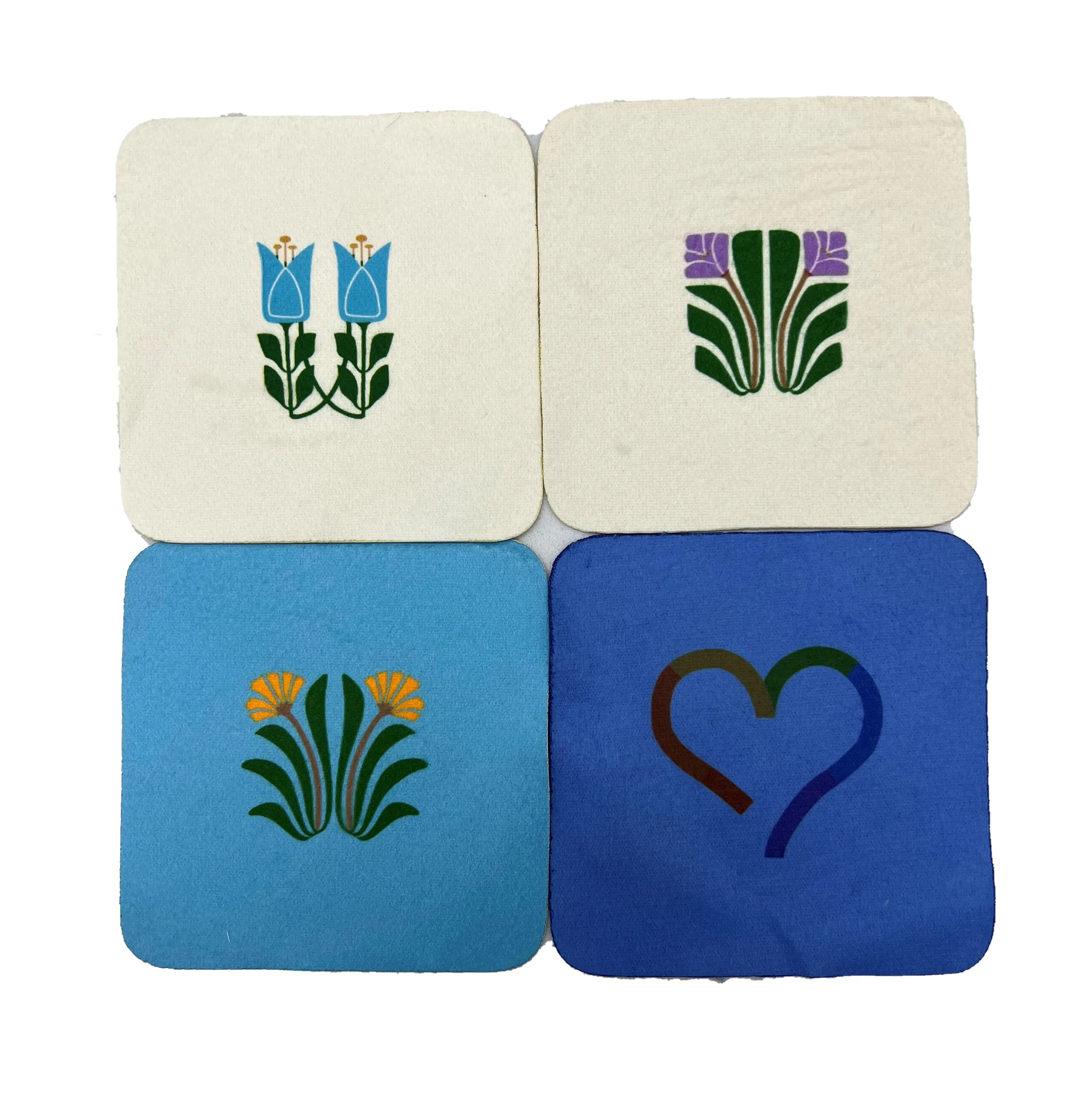 popular Supplier Wholesale Customized extremely austere flower Printed Felt fabric Bar Drink Coaster protect table and bar