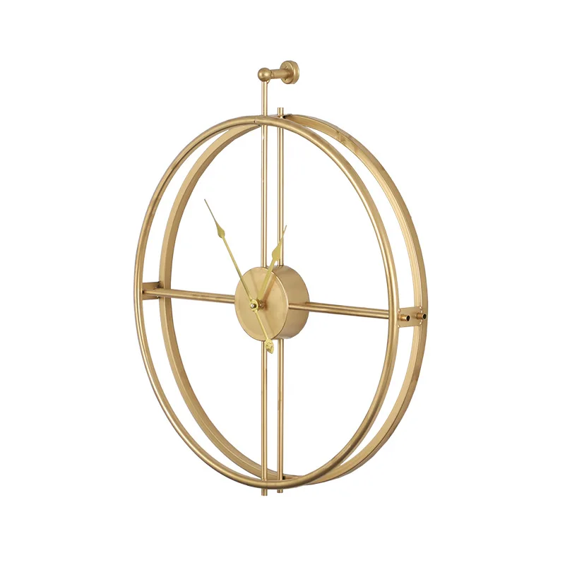 Modern Simple Design Home Decor Round Shape Gold Metal Wall Clock