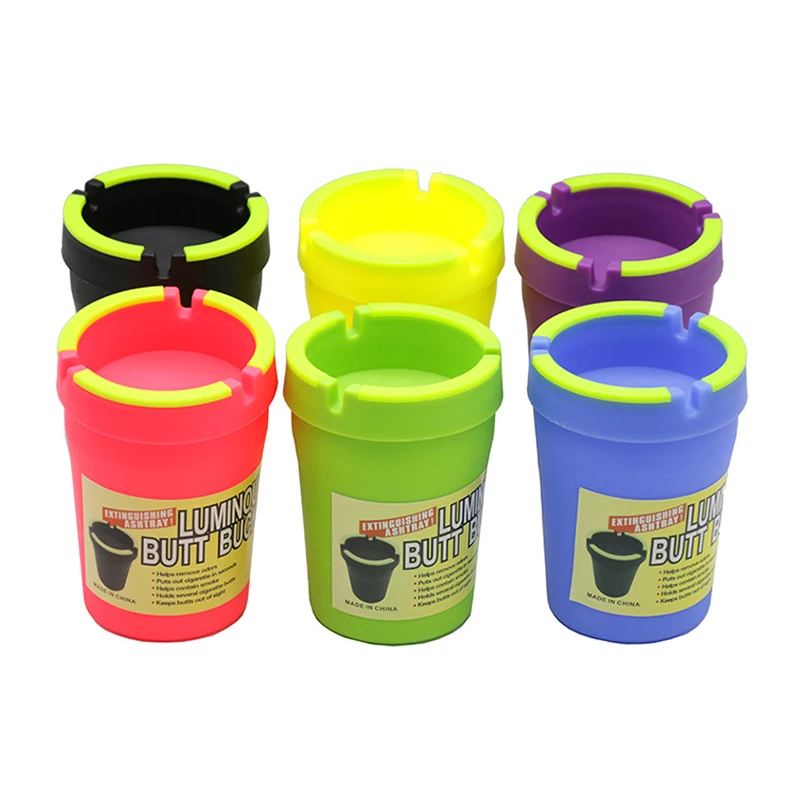 UKETA wholesale display box packaging butt bucket ashtray smell proof smokeless plastic car ashtray with lid