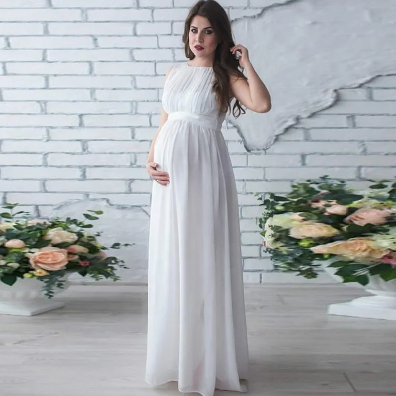 Maternity Gown Photo Shoot Pregnancy Clothes Women Floor Length Photography Maternity White Lace Dress