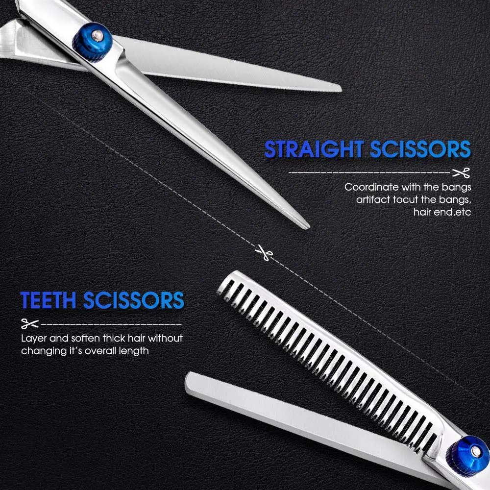 JIEYI 10 Pieces Stainless Steel Hairdressing Shears Set Hair Cutting Scissors Set