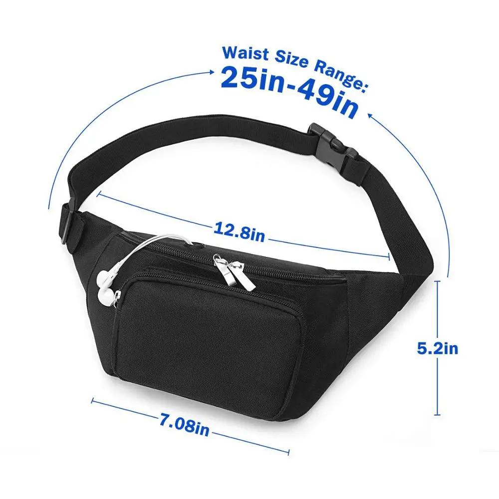 Wholesale waist pouch bag,Custom logo waist bag black fanny pack waist bag,travel sports run waist funny bag