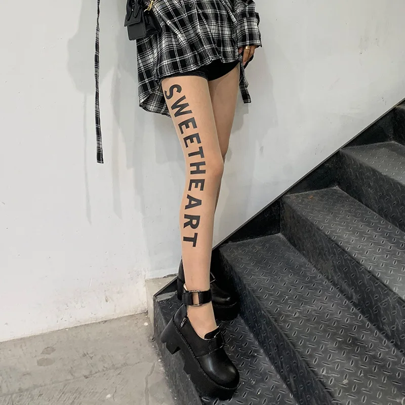 Custom fashion sexy stockings women LOGO tattoo personality wild ultra-thin transparent any cut pantyhose