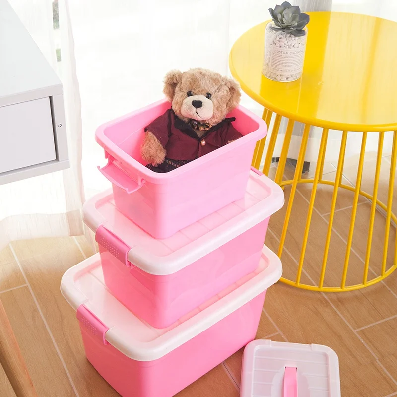 Colorful Multifunction Plastic Big Stackable Storage Latch Box Storage Tote Organizing Container With Durable Lid With Handle