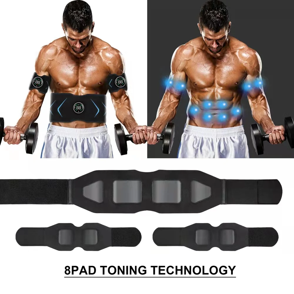 Rechargeable abs muscle trainer EMS Training the body Ultimate Abdominal Muscle Toner Belt ABS Stimulator for Abdomen