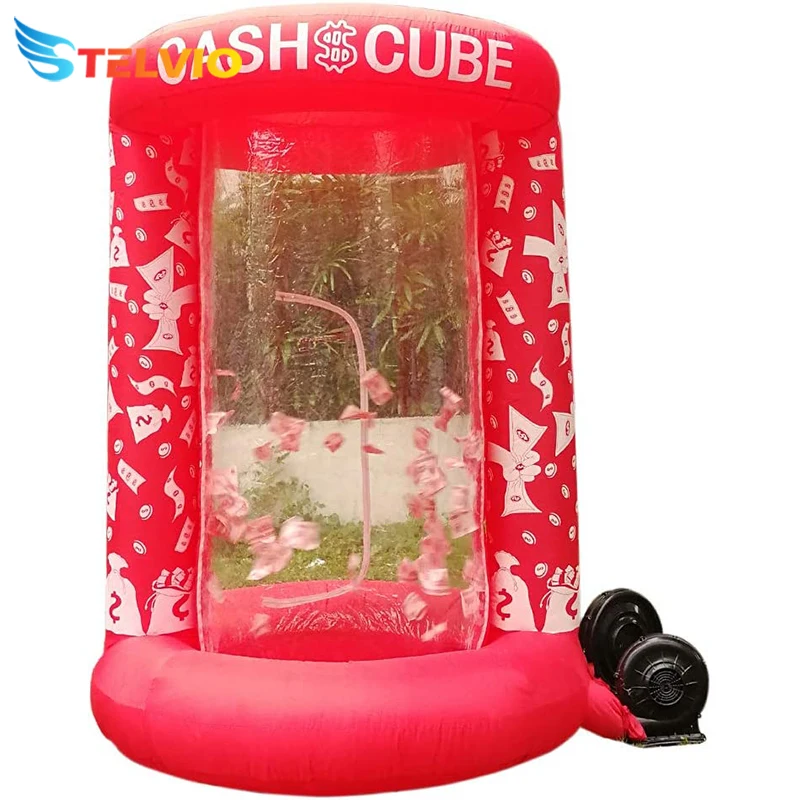 Super Funny Portable PVC Money Grabbing Machine Inflatable Cash Cube Inflatable Money Blowing Machine