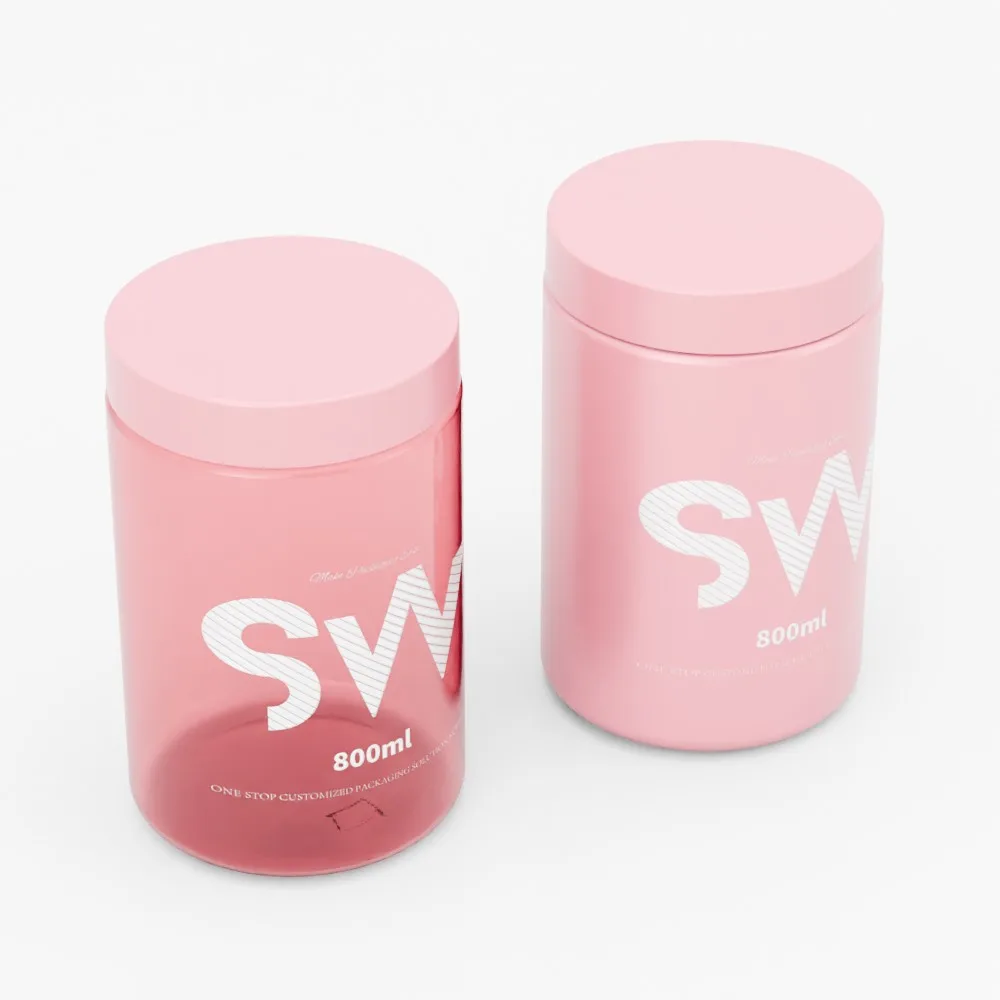 Pet Jar Cream Jars Food Storage Jars SOMEWANG 800ml Clear Plastic with Lids Big Capacity Plastic Provided Cylinder Pantone Color