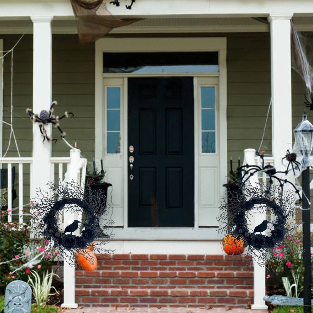 2024 Hot Selling Products Halloween Wreath Decoration Raven House Party Hanging Wreath For Halloween Party Decorations