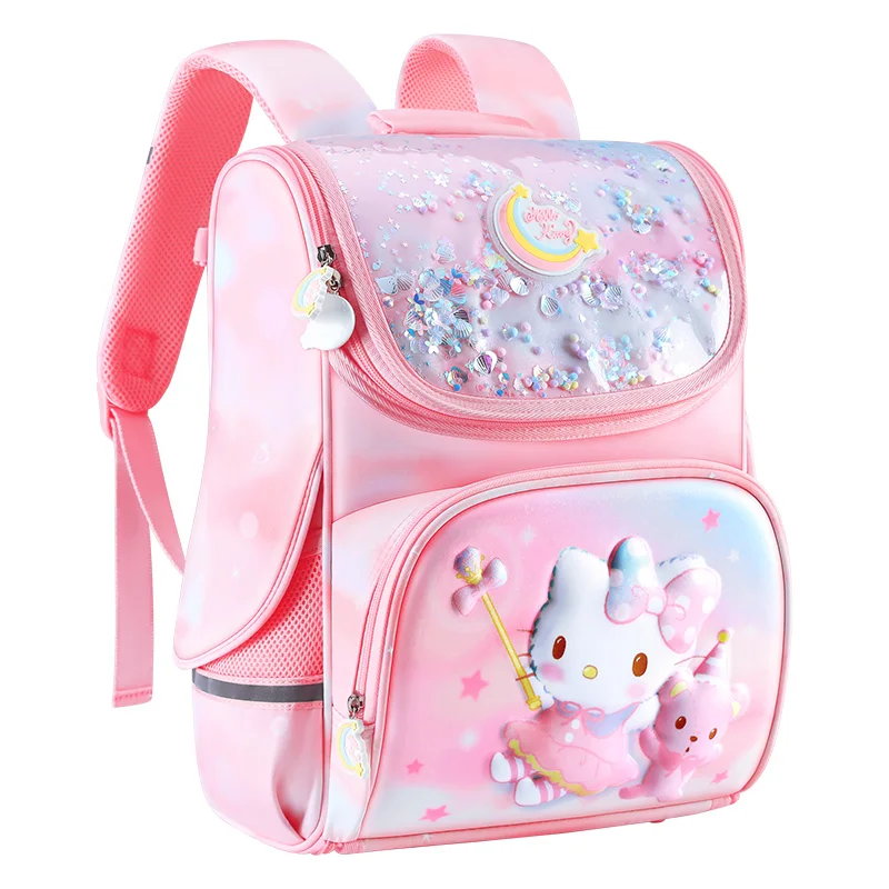 Fashion Pink Cartoon Girls School Bags Large Capacity Foldable Backpacks Cute Primary School Kids Schoolbag