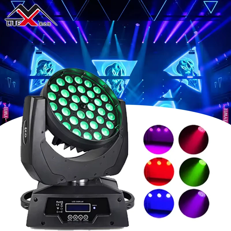 Pro Dj Disco Stage Light 36 x 10w RGBW  4in1 Zoom Wash  luces  Led Moving Head light for stage disco decoration
