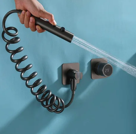 Hidden Spray Gun Cold and Hot Water Toilet Spray Gun Washer Water Power Generation Digital Display Toilet Companion