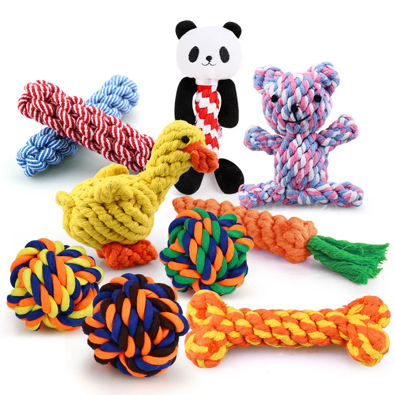 2024 New Arrival Eco Friendly Braided Knots Cotton Clean Teeth Interactive Dog Tug Toy Rope Dog Toy Dog Chew Toy