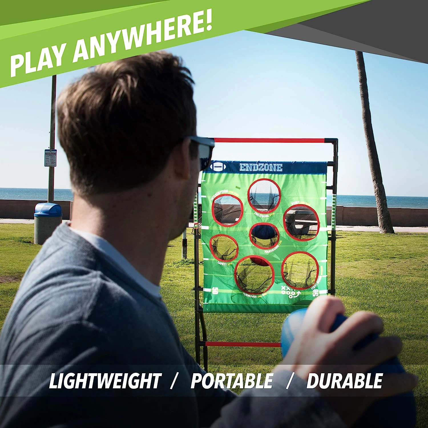 2-in-1 football disc toss backyard lawn game, flying disc game, Rugby Ball Toys throwing toss game set