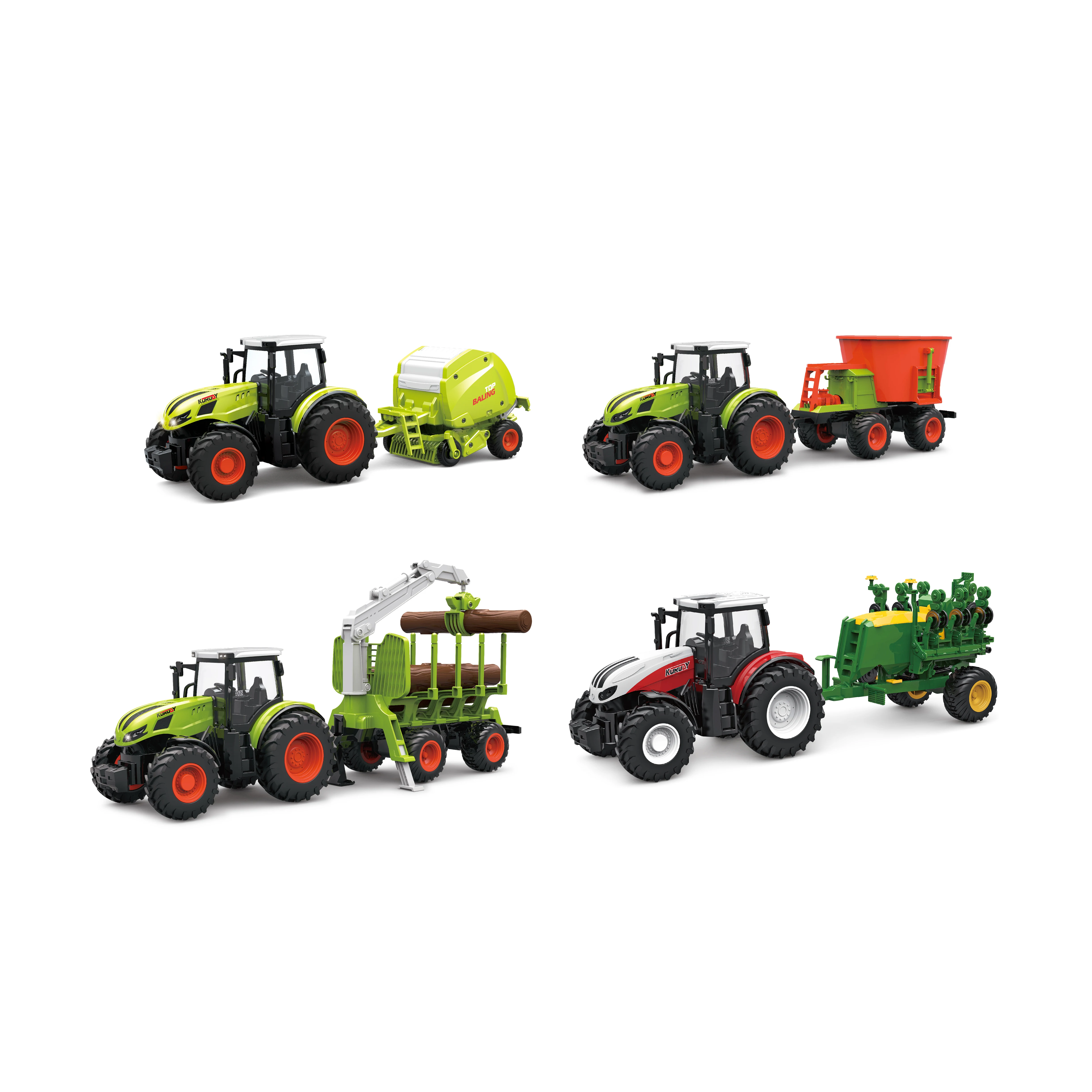 1/24 6ch Remote Control Tractor Trucks Vehicle Rc Farm Car Tractors Trailer Truck With Music Light Remote Control Farmer Car