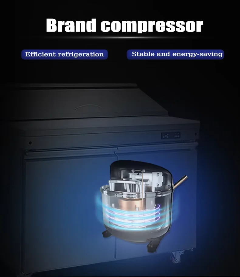 450L Pizza Freezer Workbench Refrigeration Equipment 304 Stainless Steel Counter Top Refrigerator Chiller