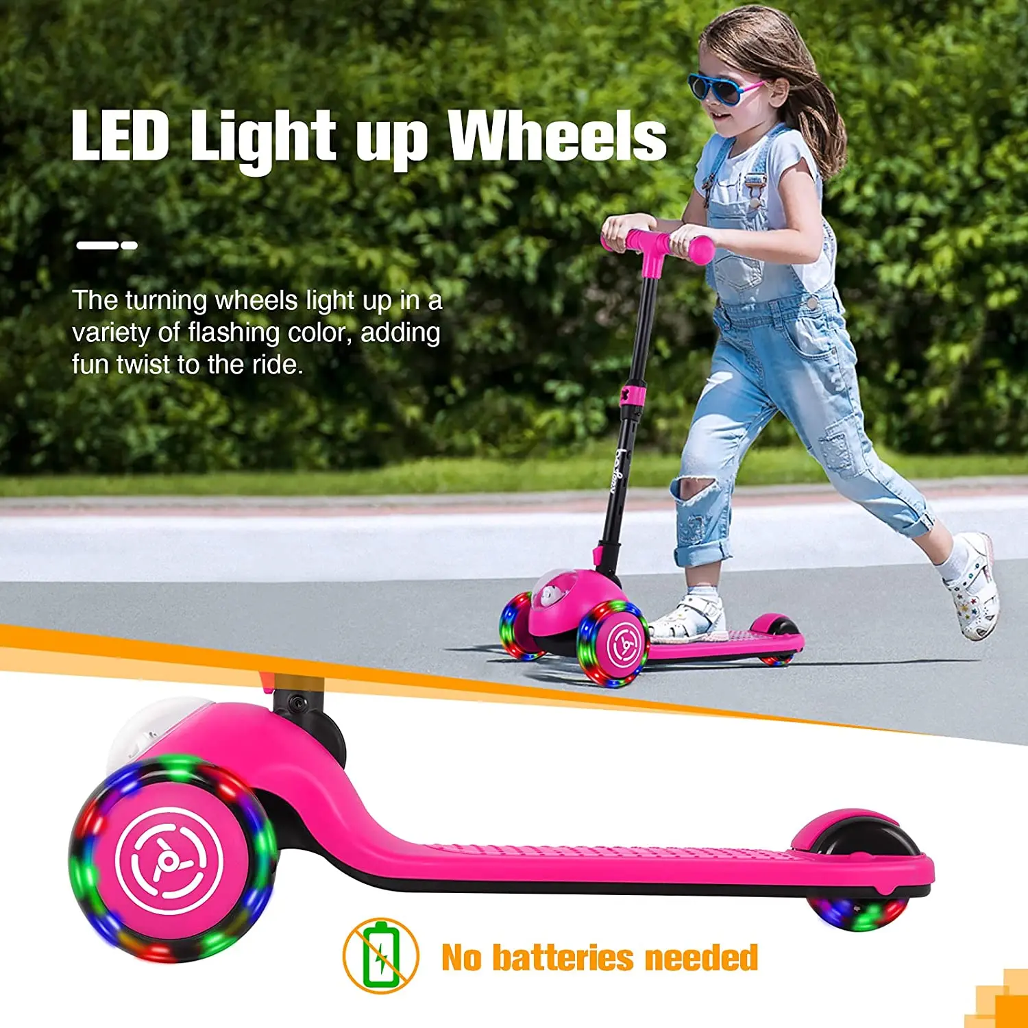 Hot sell 2 in 1 Scooter Kids Cute kids scooter 3 wheel folding children scooter with Led Light
