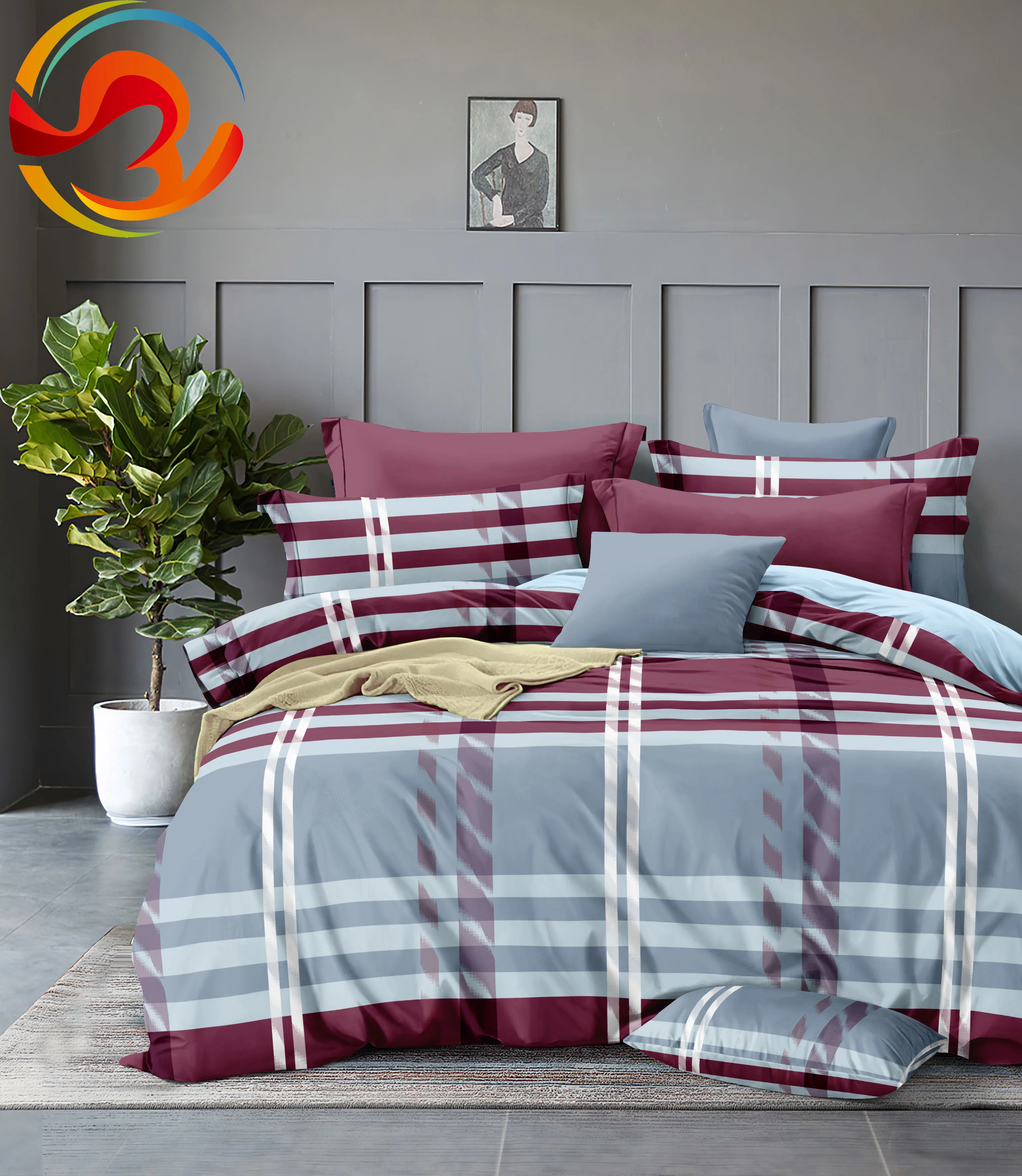 Home textile wholesale double single juego de sabanas 4pcs 100% Polyester Microfiber Fabric bedsheet bedding set