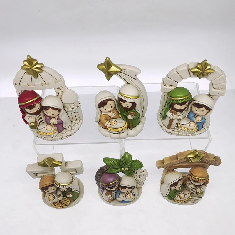 Creative Religious Souvenirs Home Decoration Horse Trough Set Ornaments Religious Birth Decoration Resin Crafts
