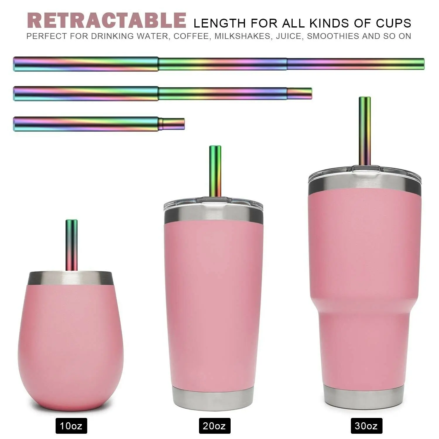 304 Stainless Steel Flexible Straws Metal Telescopic Straw With Cleaning Brush Reusable Drinking Straws Wholesale