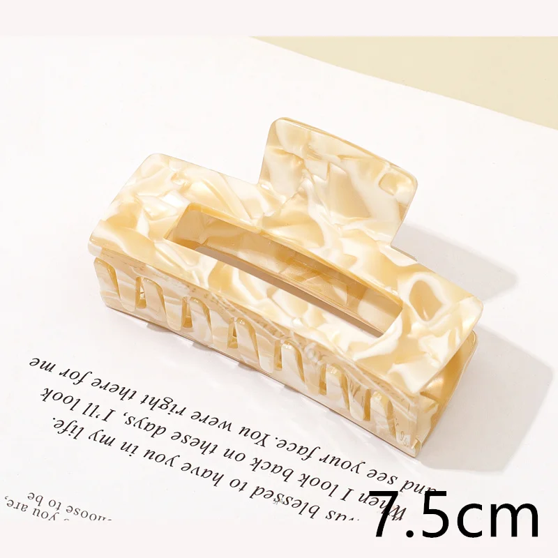 Hot Sale fashion simple hair accessories square 7.5cm acetate hair clips geometric hollow out women hair claw clips