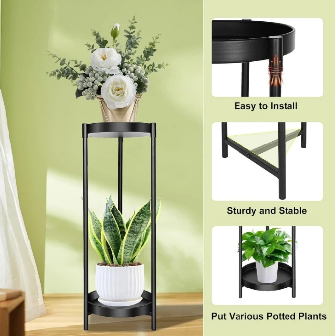 planting/round Black circular plant rack diameter 25 * height 80 Black (combination)