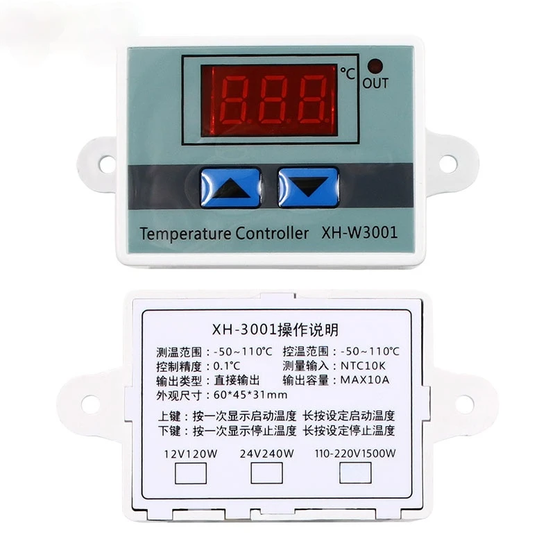 XH-W3001 10A Digital Temperature Controller 12V, 24V, 220V Quality thermal regulator Thermocouple thermostat with LCD display