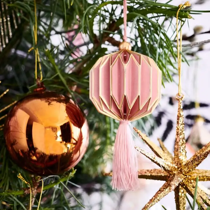 Pink theme hanging christmas tree Paper Accordion Ornaments origami paper decoration kits