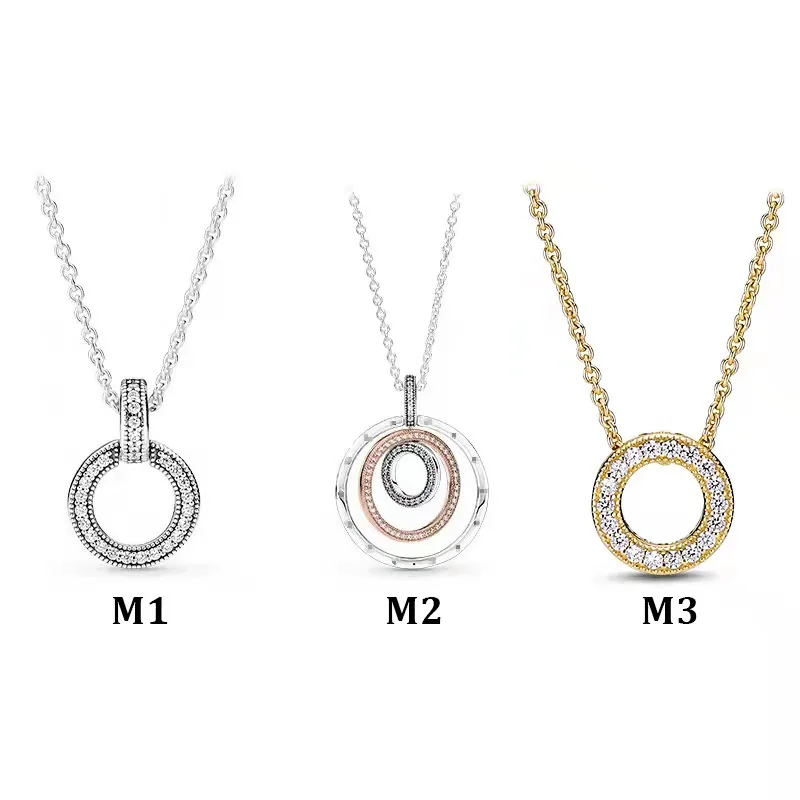 S925 silver new necklace double color ring necklace logo secret inlay clavicle chain