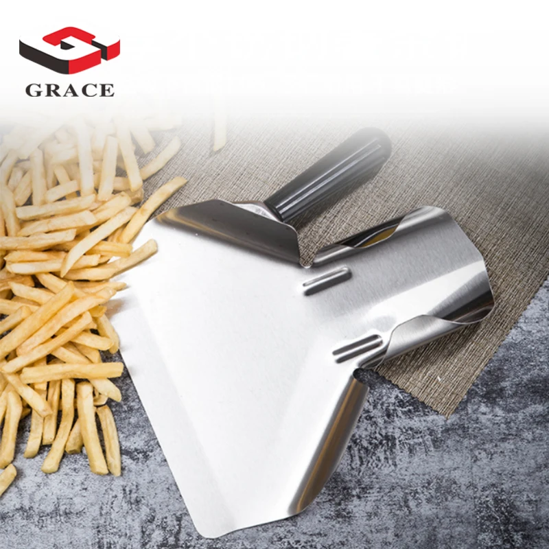 Chips Scoop Packing Shovel Funnel Stainless Steel French Fries Fast Food Restaurant Kitchen Tools