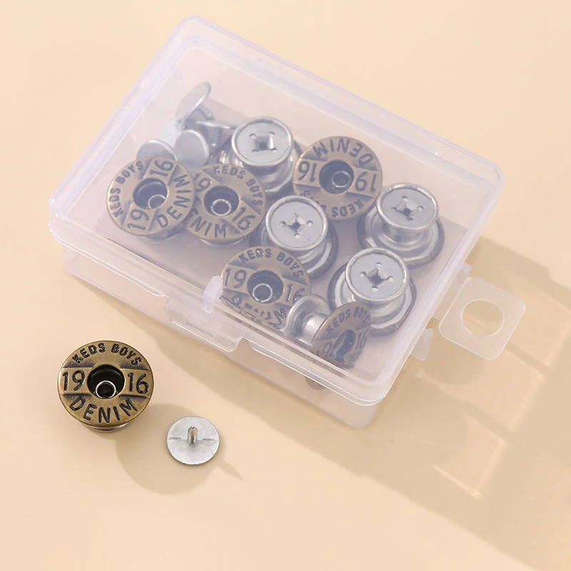 Custom Logo Jean Button Wholesale Garment Accessories Easy to Use Engrave Brand Detachable Metal Zinc Alloy Sustainable 50 Sets