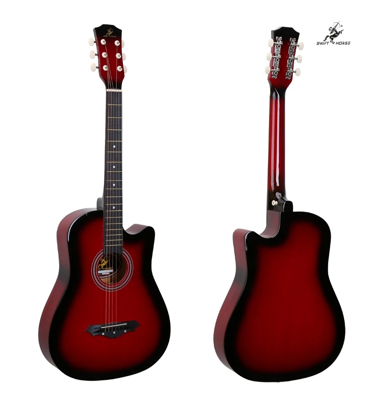 Best seller China Factory Direct Sale Wooden Guitar 38 Inch Six String Colorful Choices Durable Glossy Acoustic Guitar