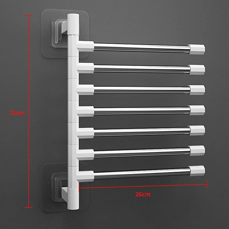 Bathroom Wall Mounted Rotating Towel Rack Perforation Free Multi-layer Towel Hanger Household Rotating Towel Hanging Pole Rack