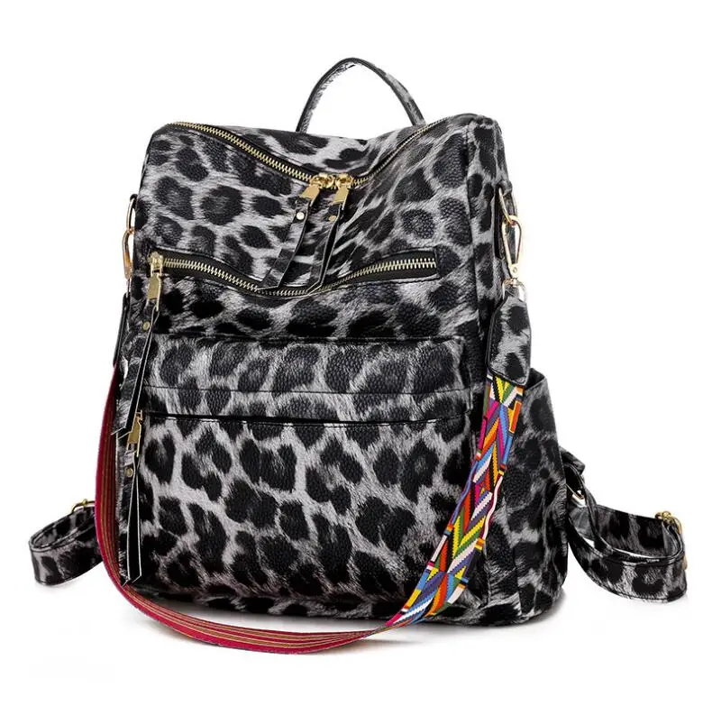 PU Leather Large Capacity New Design Women Backpack Fashion Animal Flower Printed Bags