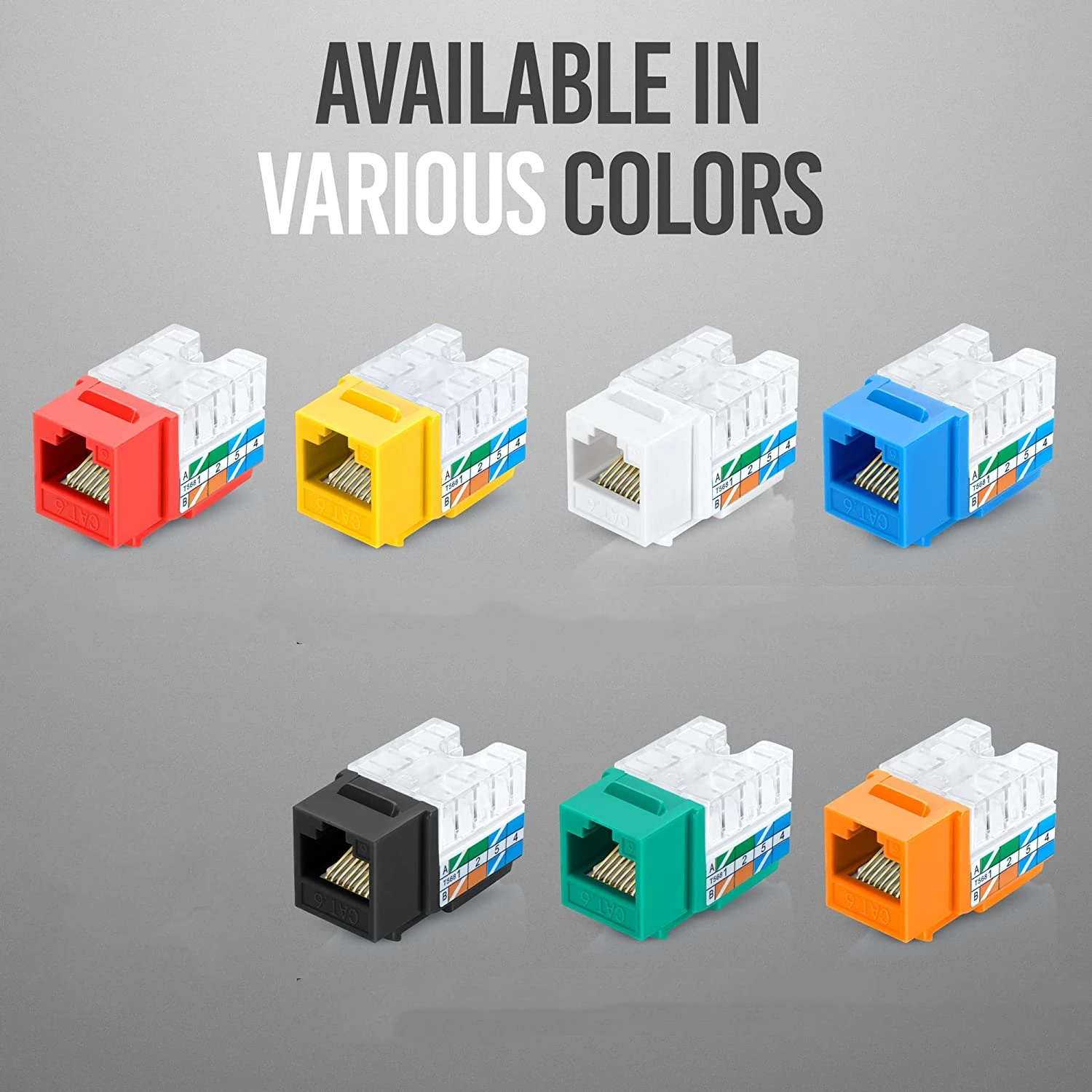 RJ45 Cat6/5e Blue Keystone Jack 110 Type Modular Female Connectors Compatible with Speed Termination Tool easy JACK Cat6/5e