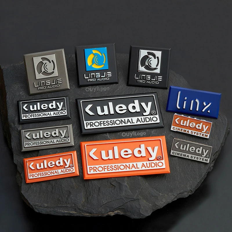 Customized  audio aluminium label personalized audio electronics Brand Logo metal nameplate Audio Equipment Nameplate badge