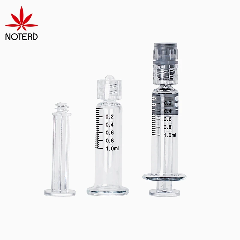 Пользовательский логотип печать 1 мл luer lock стеклянный шприц масляная дистиллятная упаковка