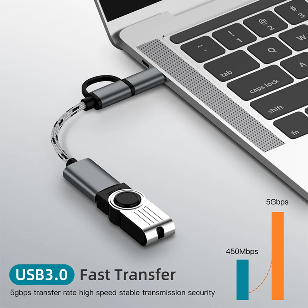 30% Off 2 in 1 USB3.0 OTG Adapter Cable Nylon Braid Micro/Type C Data Sync Adapter Cellphone Mouse Keyboard Connector for Mobile