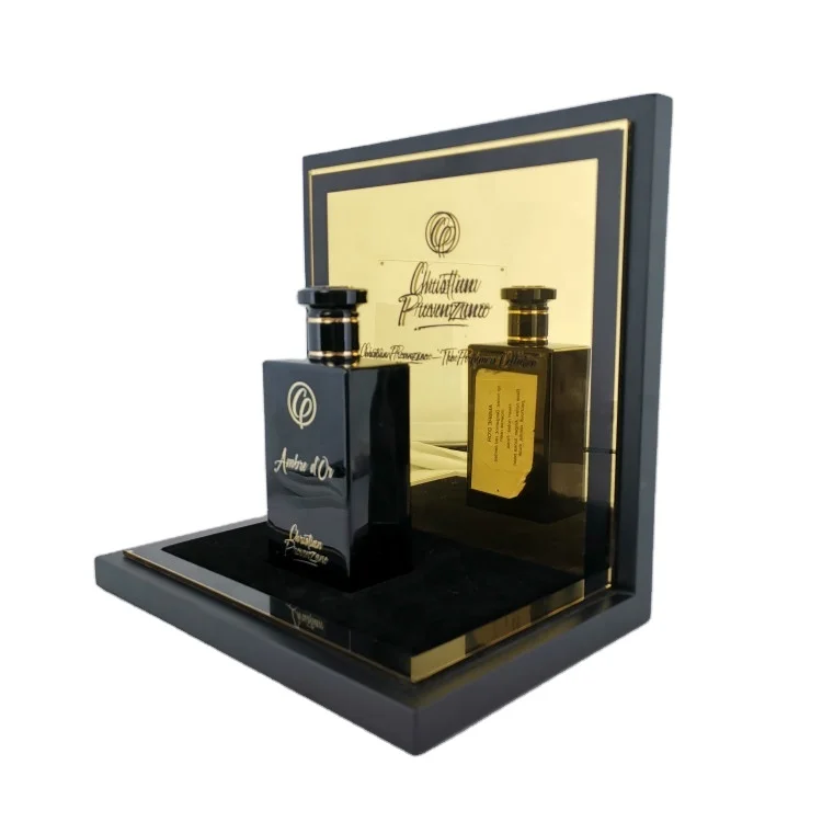 Factory Custom silk black acrylic perfume display rack Window cosmetics display rack