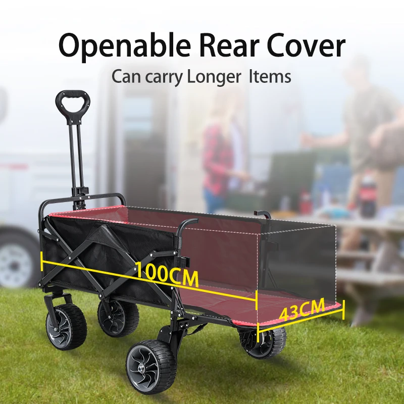 Portable Folding Wagon Enclosed Structure for Beach Camping Outdoor Storage Industrial Use Convenient Foldable Cart Trolley