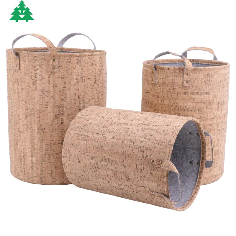 Hot sell and luxury felt and cork household storage bucket baby toys clothes laundry storage basket