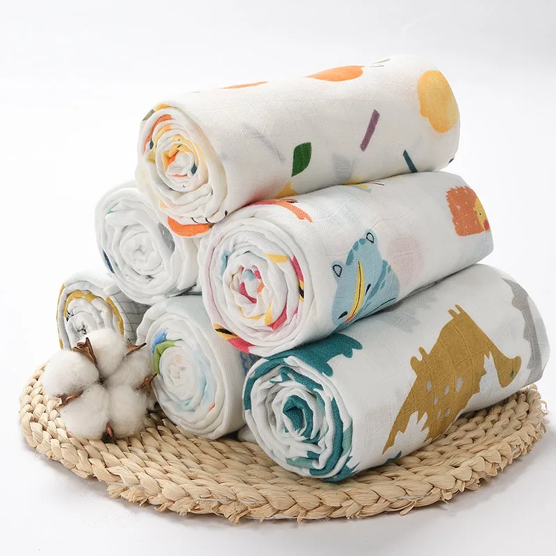 Summer square muslin cotton baby swaddle blanket