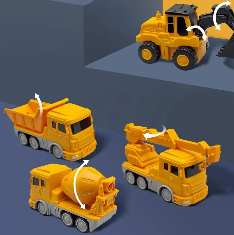 Hot Selling Kids Robot Toys Magnetic Transform Engineering Car Assembled Toys Construction Vehicles Building Blocks Toys