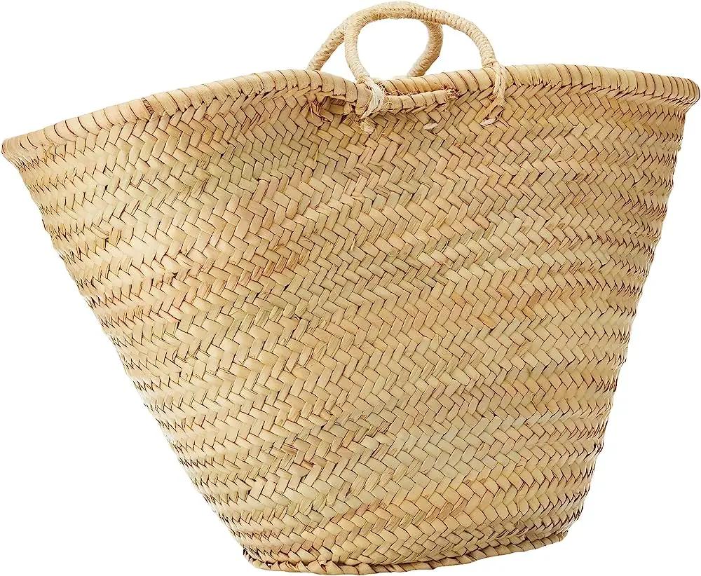 Delicate handmade moroccan wicker basket golden  wicker basket with built-in handles wholesale