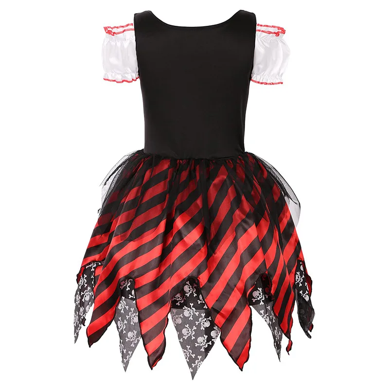 Girls Pirate Costume Halloween Cosplay Cute Red Skirt for Festival Activities