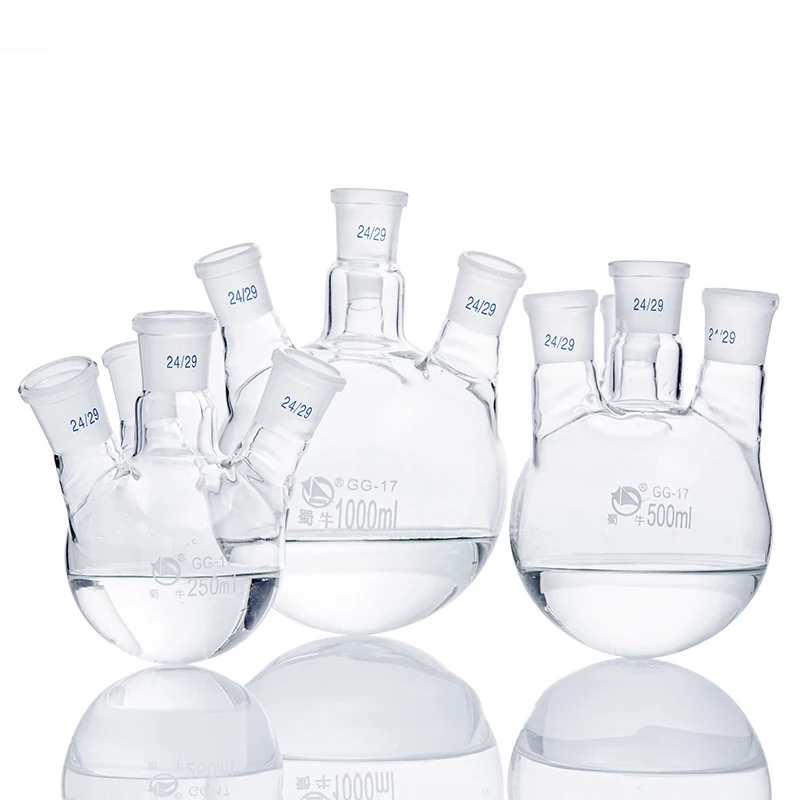 High Quality Chemistry Lab High Temperature Resistance Borosilicate Glass Multi-neck Flask With Four Standard Joint
