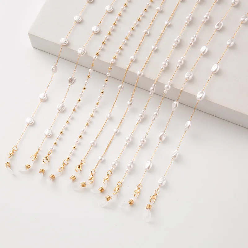 Цепочка для очков для чтения женская, элегантная цепочка с жемчугом, держатель для очков