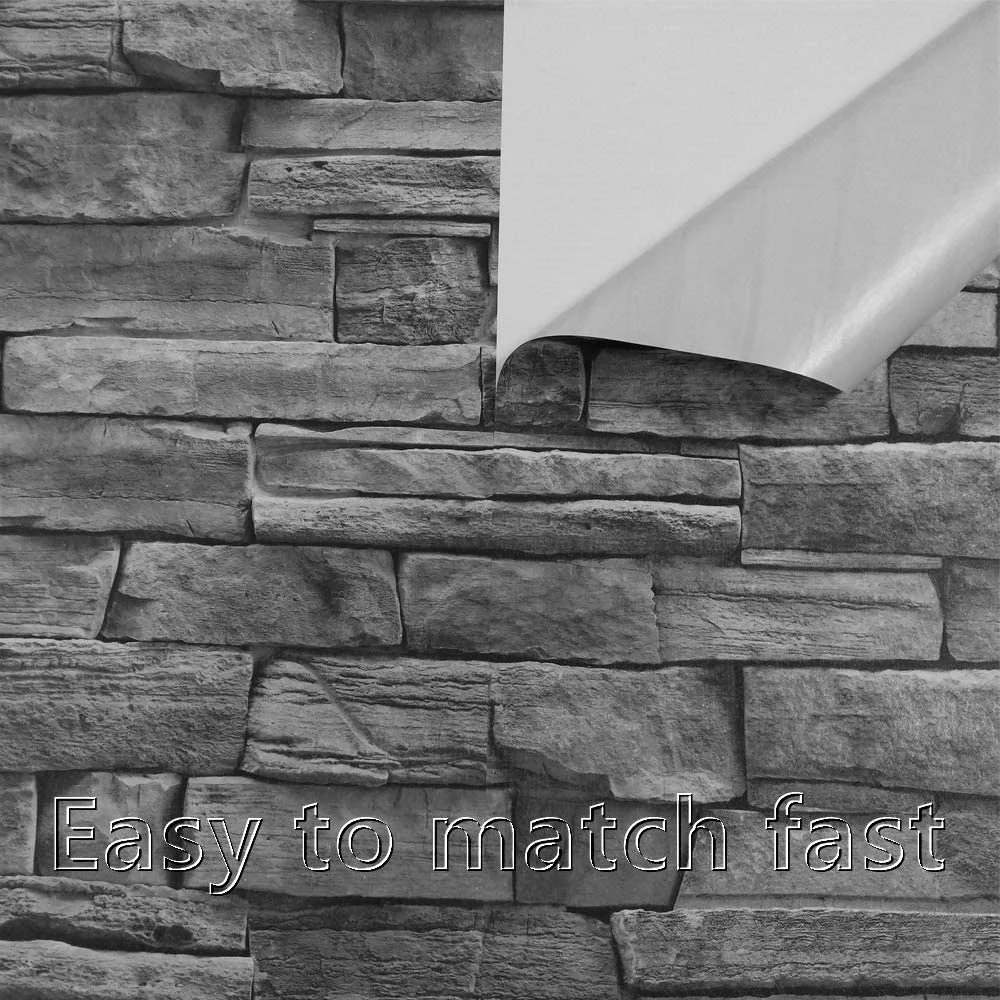 
great price 45x100cm Self Adhesive PVC Waterproof Stone Wallpapers Brick Wall Paper 3d wall stickers for home decor 