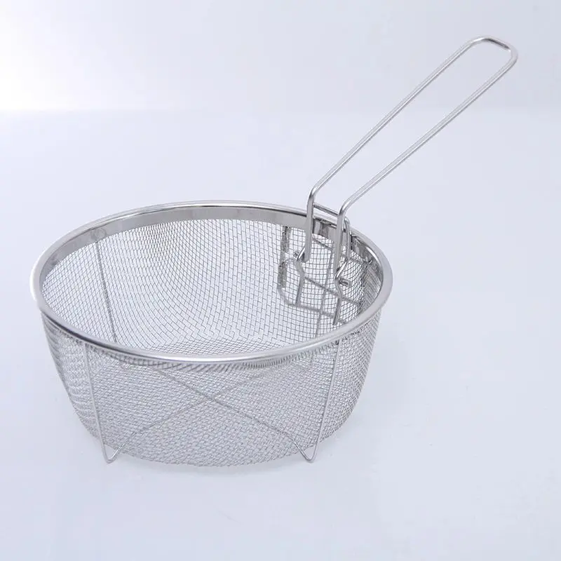 Factory Manufacture Folable Fry Basket Stainless Steel Mesh Deep Fryer Basket